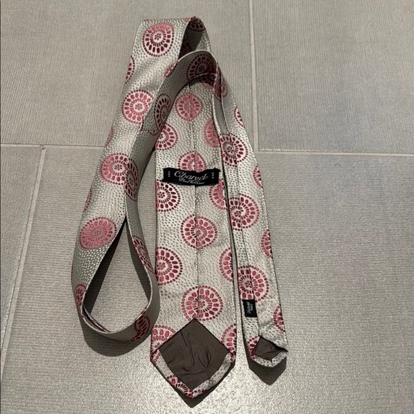 Charvet Gray and Pink Patterned Men's Tie - Picture 2 of 2